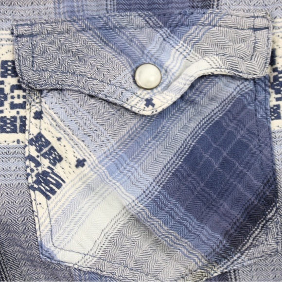 American Eagle Western Long Sleeve Plaid Pearl Snap‎ Button Down Women's Small - Picture 16 of 16